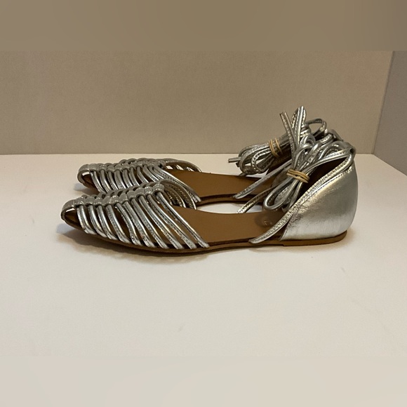 ASOS Design Silver Lace Up Flats Shoes 9 - Picture 7 of 9